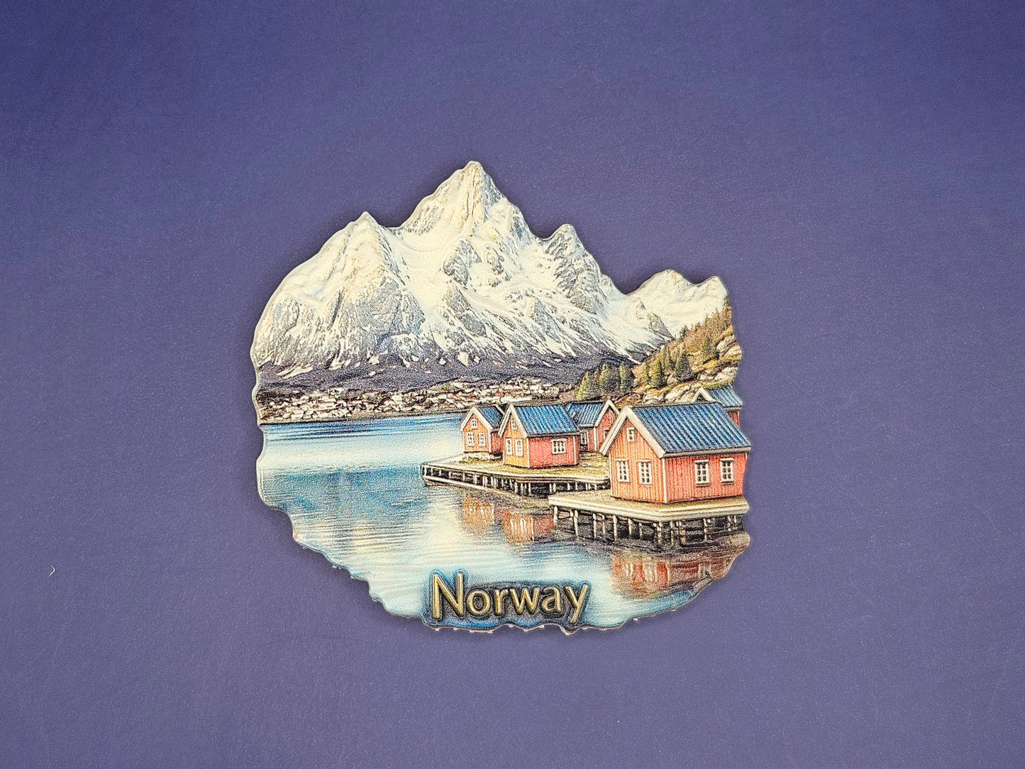 Norway – Scandinavian Fjord & Coastal Houses Scene 3D Magnet