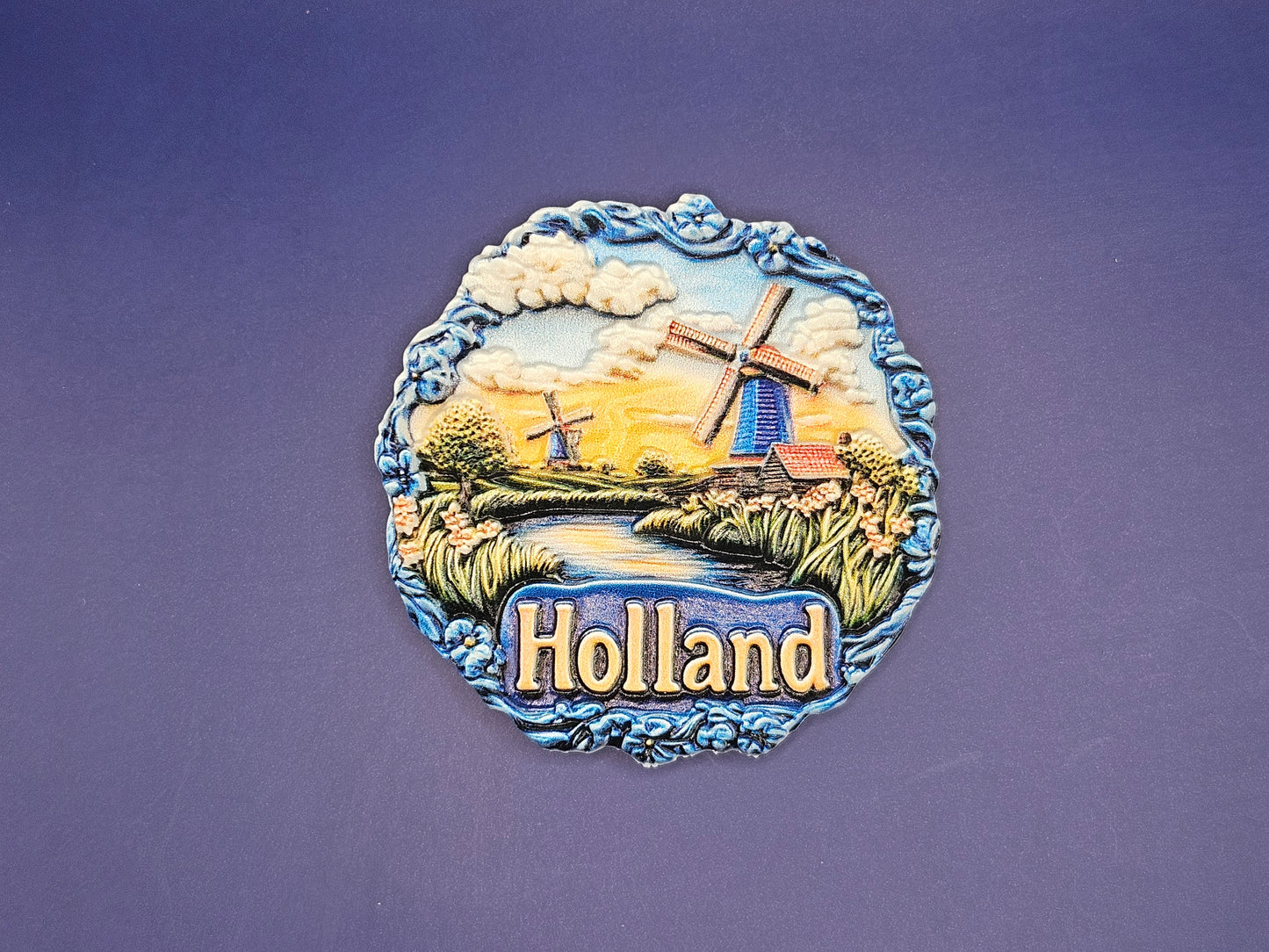 Netherlands - Traditional Dutch Windmills & Canal Landscape 3D Magnet
