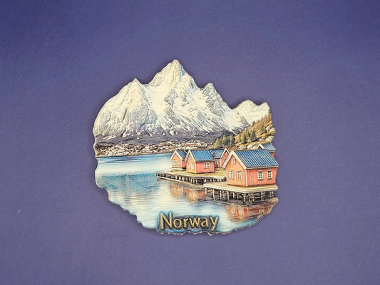 Norway – Scandinavian Fjord & Coastal Houses Scene 3D Magnet